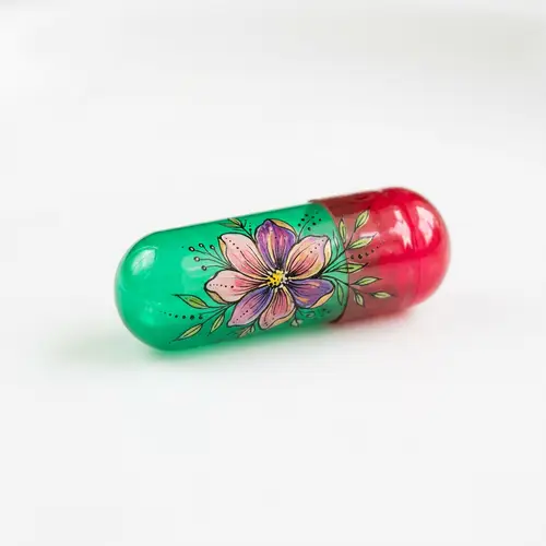 Colorful Gelatine Capsule with Beautiful Flower Design