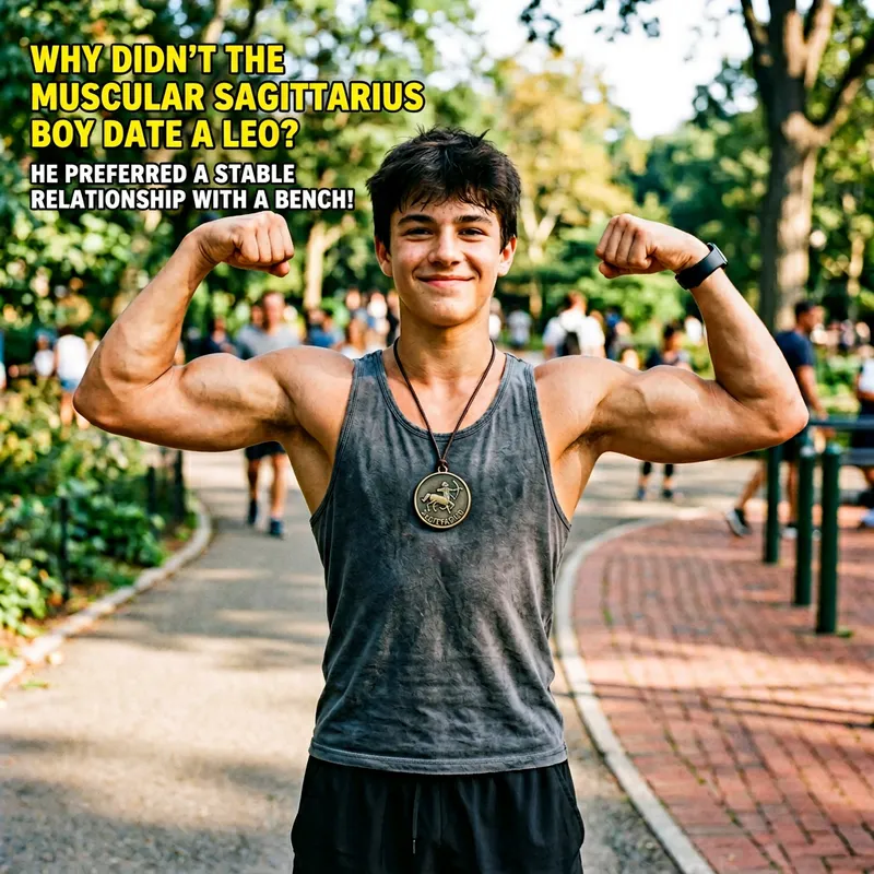 Funny Sagittarius Zodiac Joke Featuring Muscular Teenager Funny Sagittarius Zodiac Joke Featuring Muscular Teenager