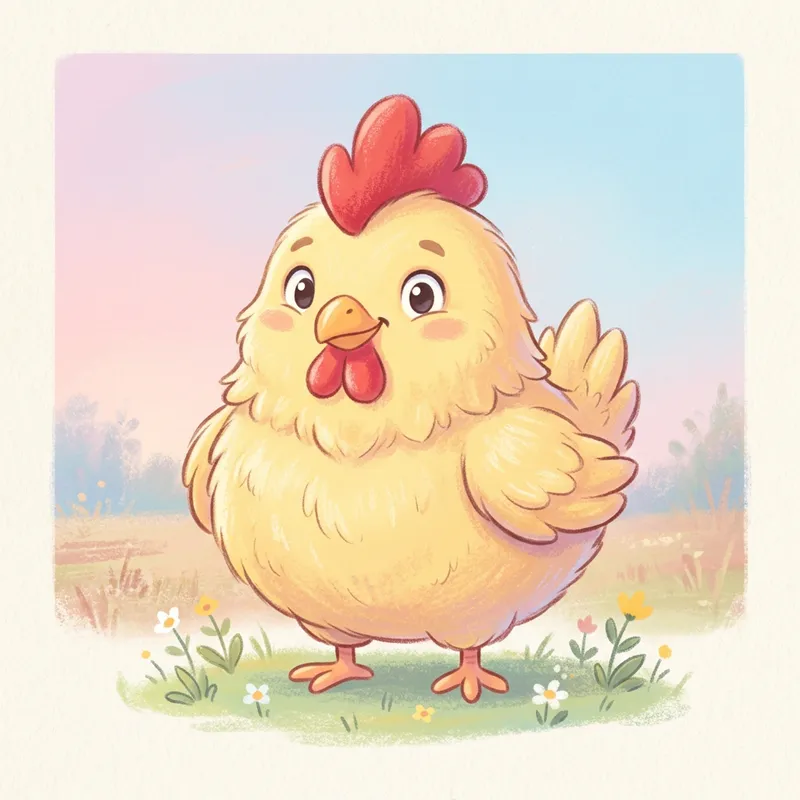 Cute Cartoon Chicken Pastel Art for Everyone Cute Cartoon Chicken Pastel Art for Everyone