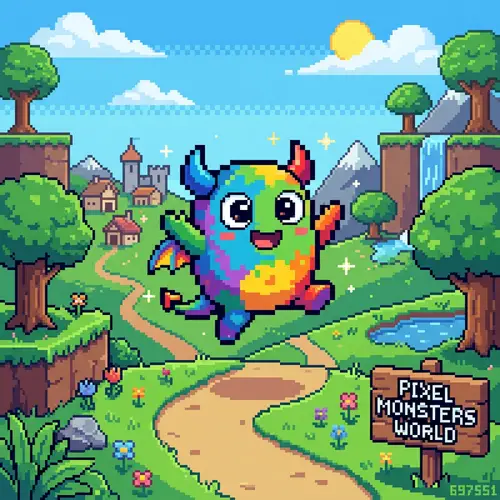 Colorful Tiny Monster Digital Illustration