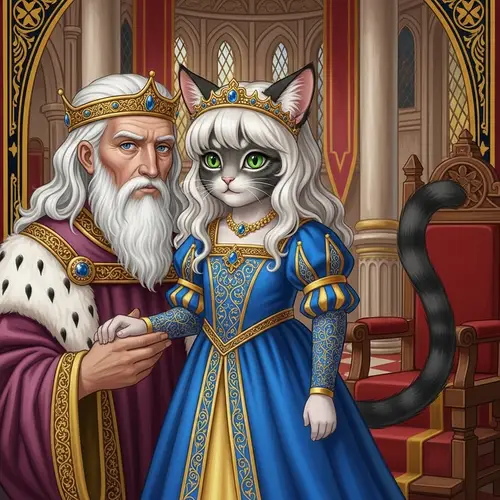 Royal Cat Girl Child with White Hair