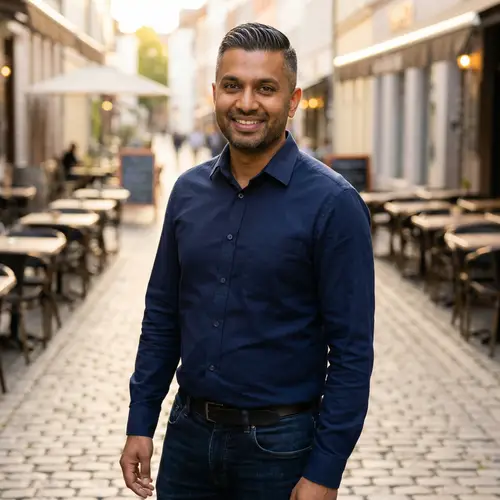 Attractive South Asian Man with Fit Physique | Warmly Lit Environment