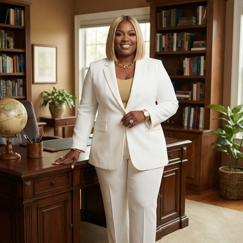 Empowered Black Woman in Elegant Home Office Empowered Black Woman in Elegant Home Office