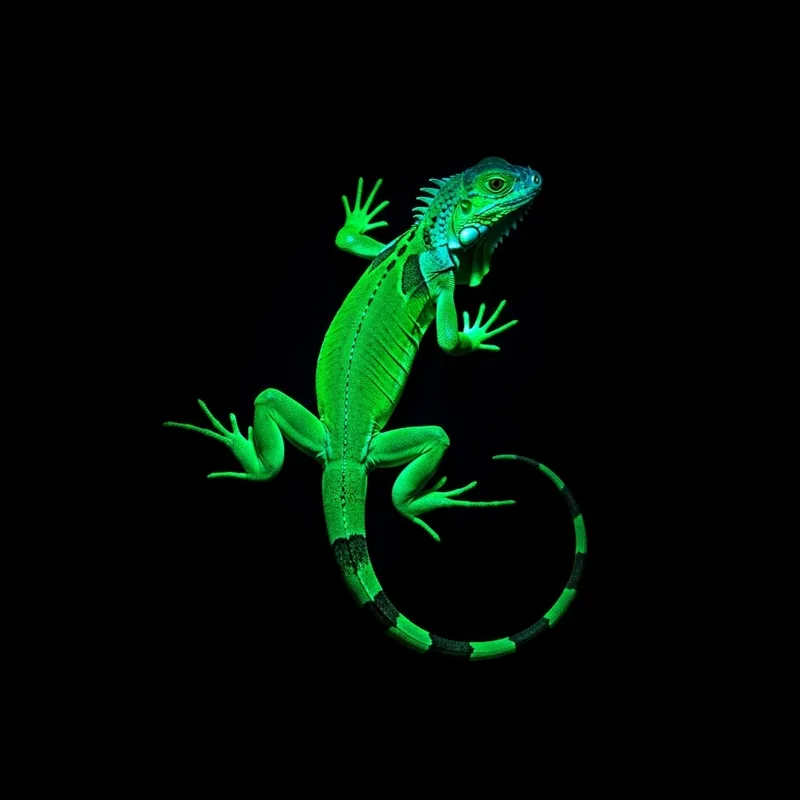 Neon Glowing Lizard on Black Background