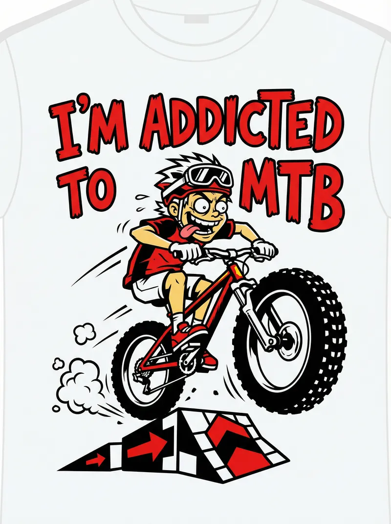 Bold MTB Vinyl T-Shirt Design - Addicted to Riding