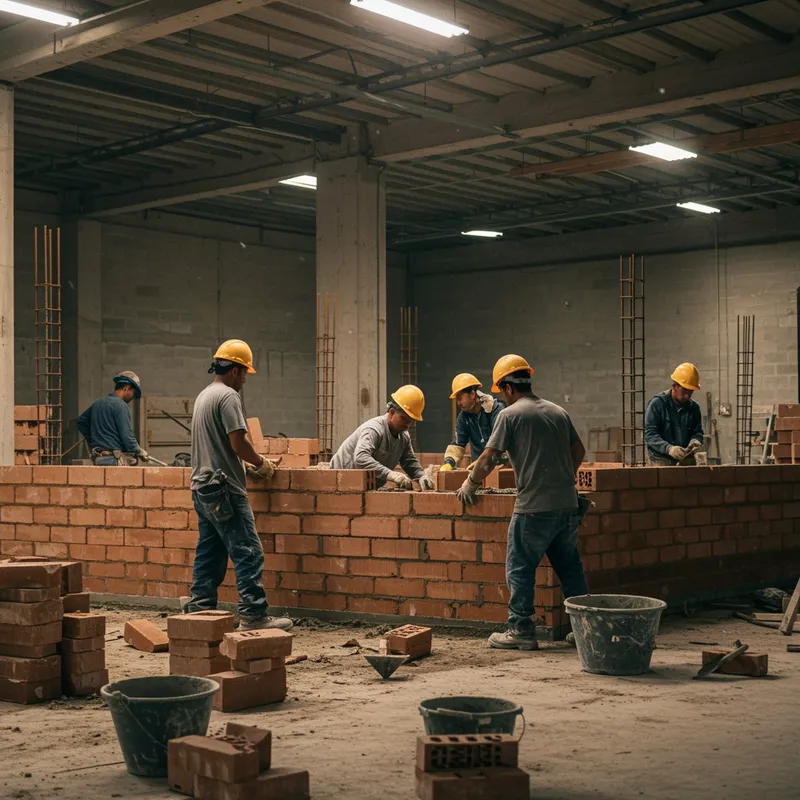 Construction Workers on Wall Project