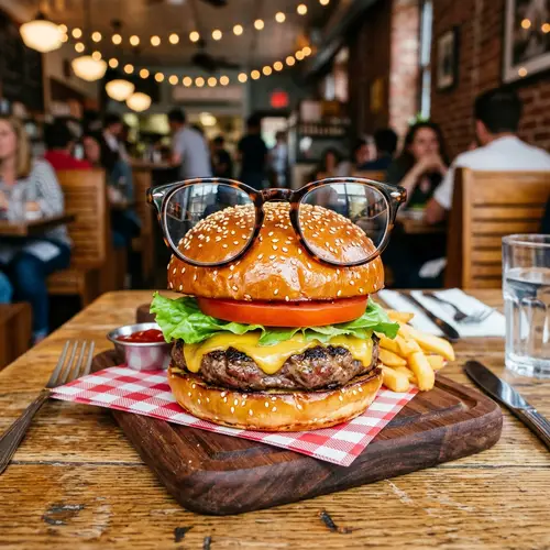 Quirky Hamburger with Stylish Glasses