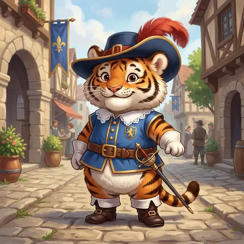 Cute Musketeer Tiger Mascot Design