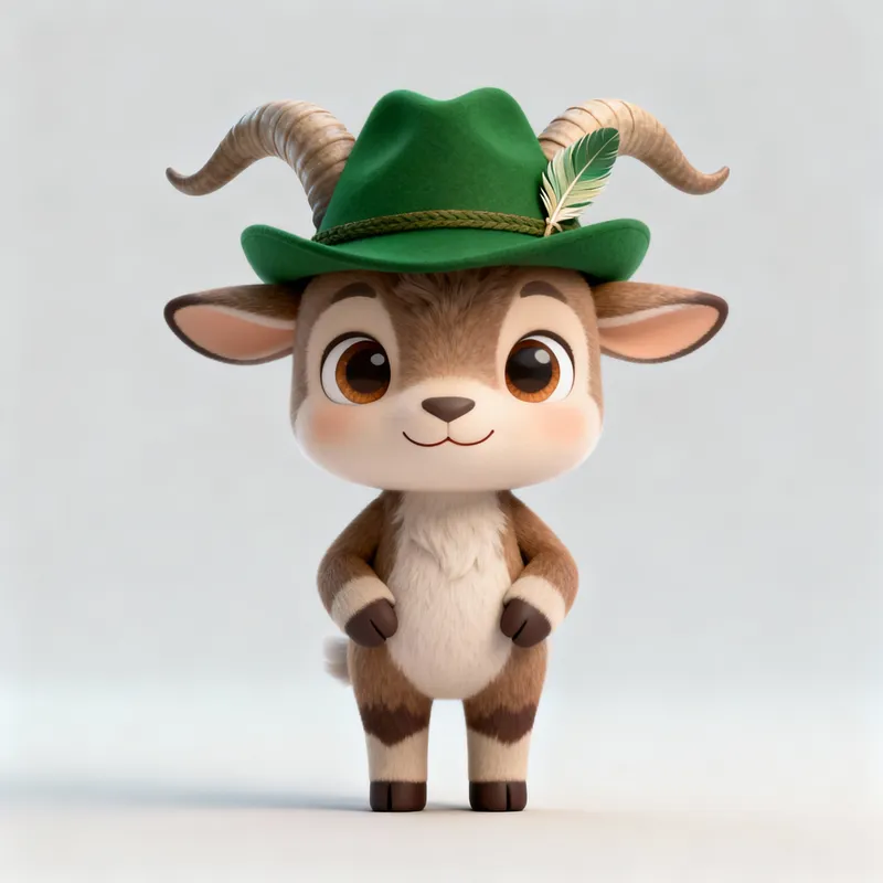 Charming 3D Ibex Mascot for Modern Brands