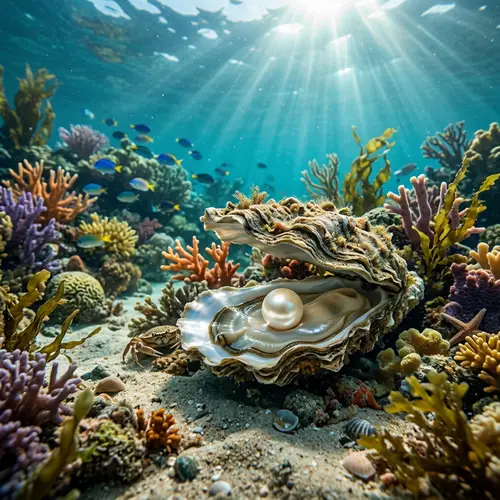 Underwater Scene: Oyster and Pearl