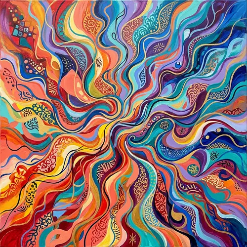 Vibrant Diversity Art: Fluid Shapes & Colorful Patterns