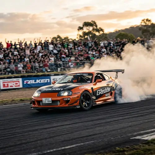 Vibrant Orange & Black Supra MK4 Drifting | Race Course
