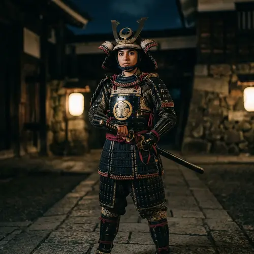 Samurai Armor Girl: A Dignified Warrior's Portrait