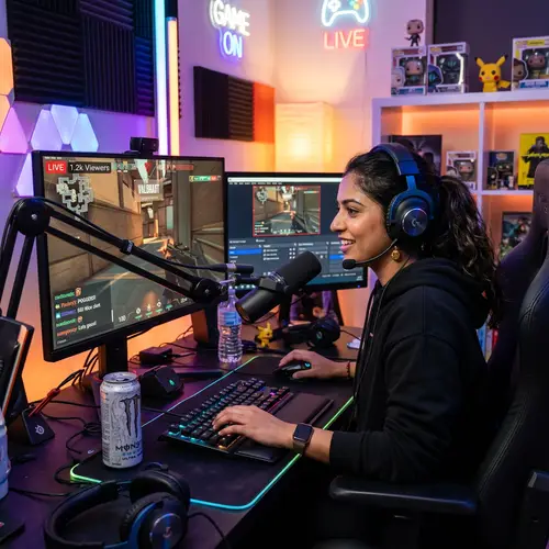 South Asian Woman Live Streaming Gaming | Online Streamer