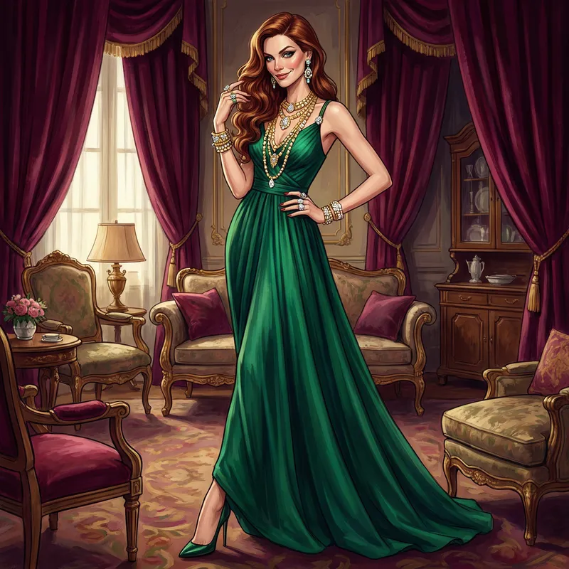 Luxurious Solid Gold Jewelry & Diamonds on Wealthy Woman | Full View