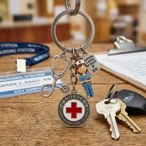Nursing Profession Keychain | Healthcare Symbol Key Ring