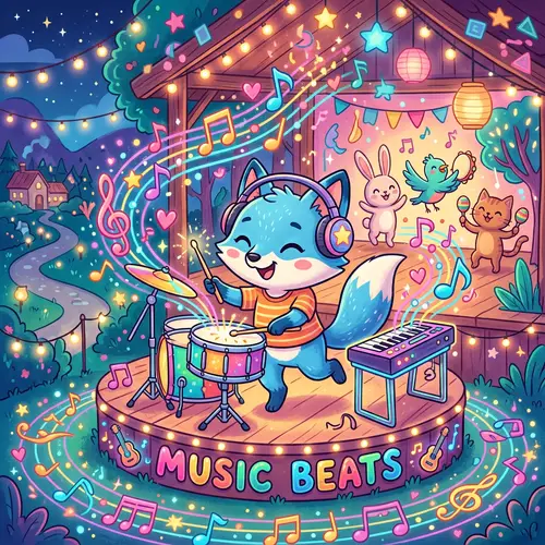 Colorful Cartoon Music Beats for Joyful Vibes