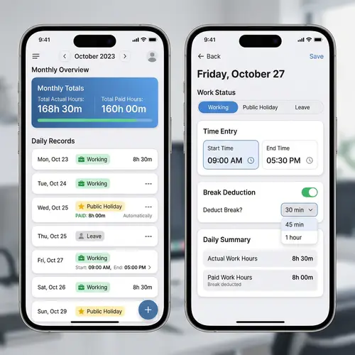 Mobile Layout Design for Digital Timesheet Claim Record