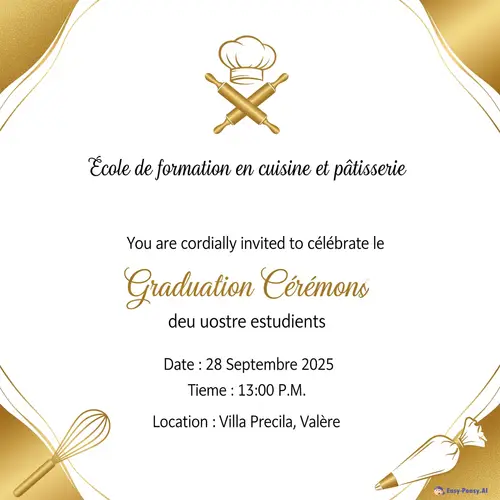 Graduation Invitation for Culinary School Ceremony