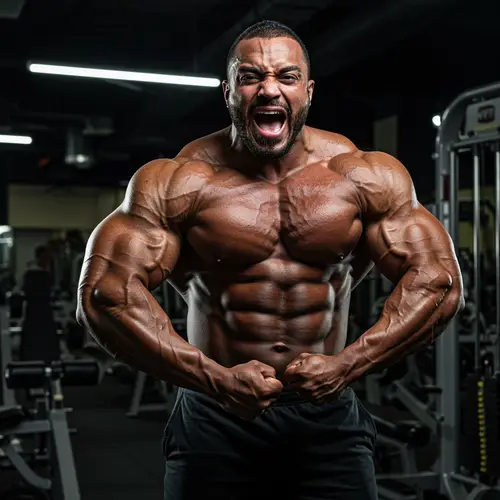 Massive Bodybuilder Flexing in Gym - Hyper-Realistic