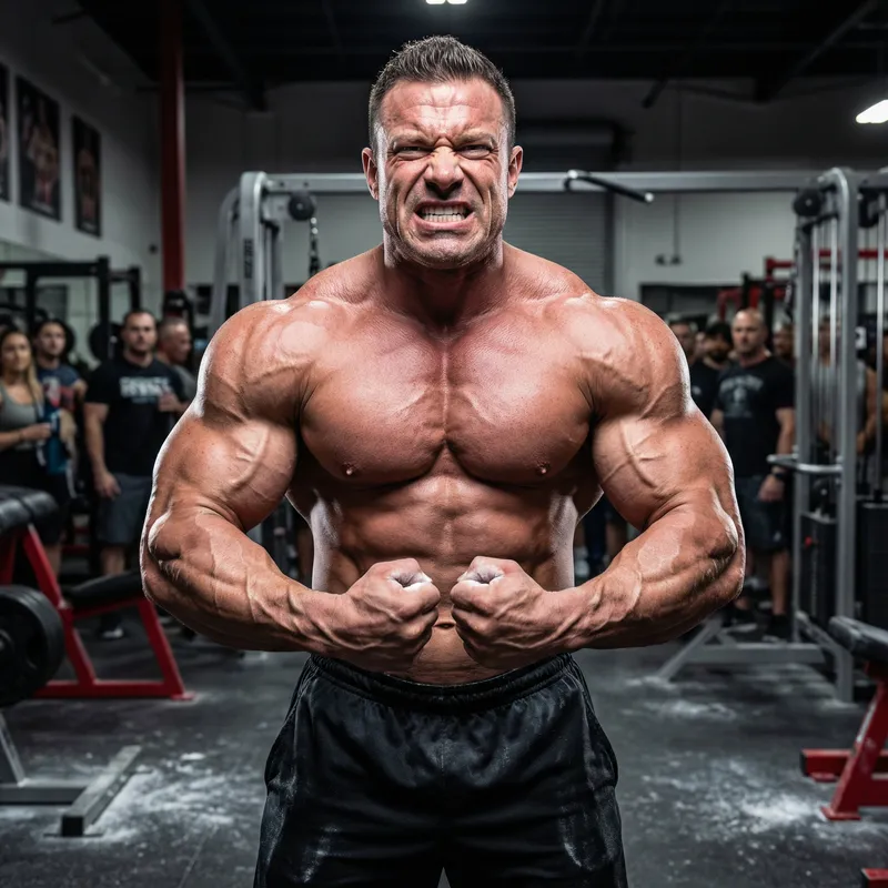 Massive Bodybuilder Flexing in Gym - Hyper-Realistic