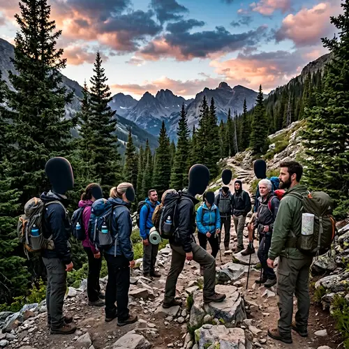 Hiking Adventure: Floating Heads in a Surreal Landscape