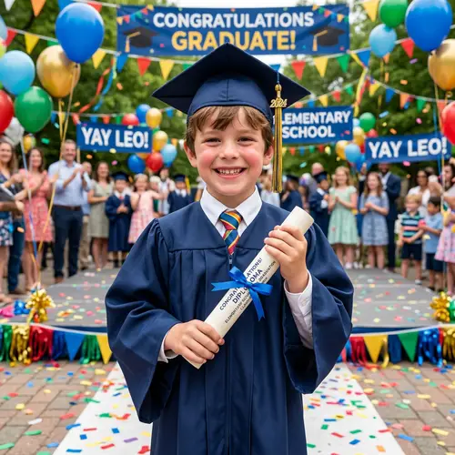 Joyful Graduation Day: Young Boy's Proud Moment