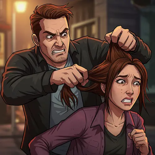 Man Pulling Woman's Hair Animation – Dynamic Visuals