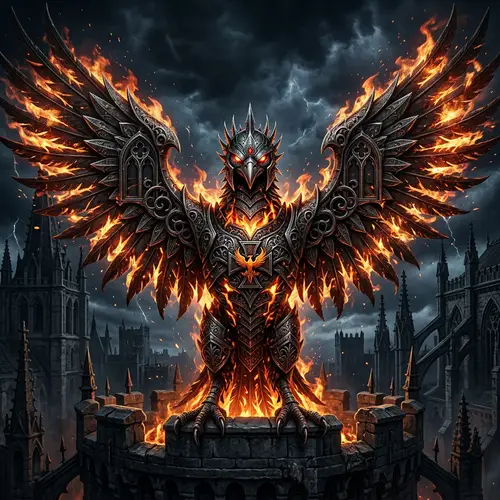 Gothic Military Phoenix Art - Stunning Design