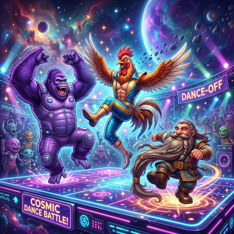 Space Battle: Man-Chicken vs Gorilla vs Twerking Beard Man