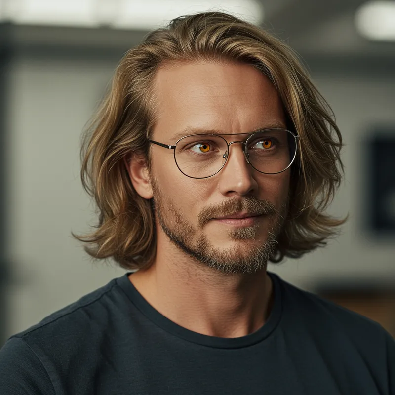 Caucasian Man with Dirty Blonde Hair and Muscular Build