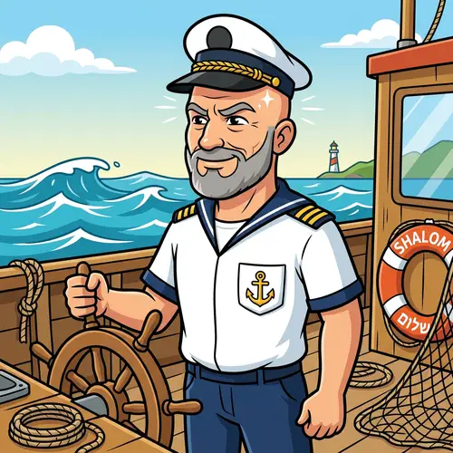 Jewish Bald Boat Captain Mascot - Strong and Confident
