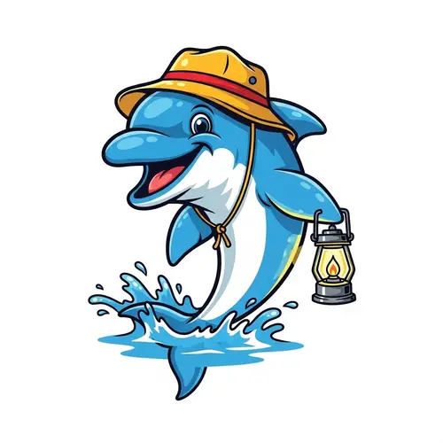 Camping Dolphin Mascot: Fun & Adventure Awaits
