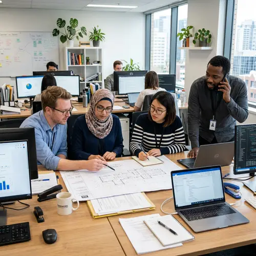 Diverse Group Collaborating in Office Setting | Company Name