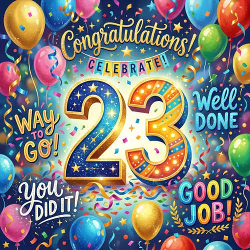 Artistic Illustration of Bold '23' Surrounded by Festive Scene