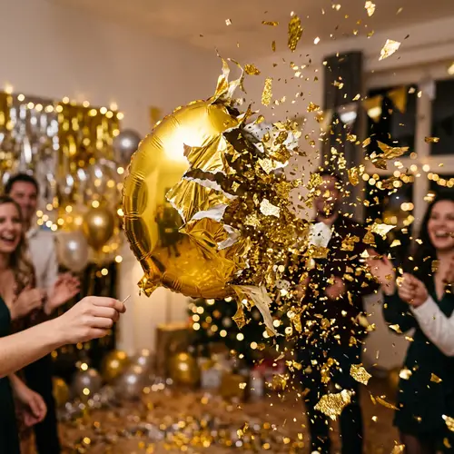 Golden Balloon Bursting - Spectacular Explosion