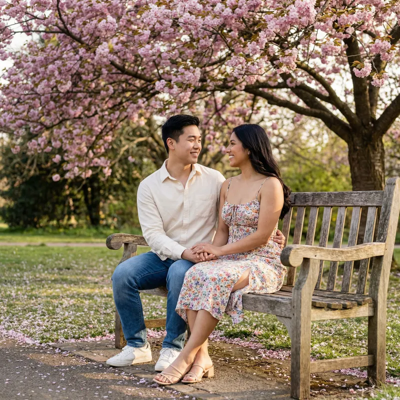 Tender Bond: Asian Man and Hispanic Woman - Romantic Portrait