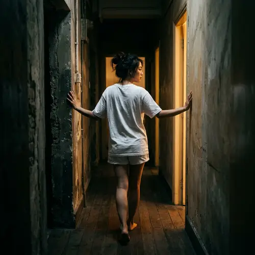 Cinematic Noir Moment: Asian Woman in White T-Shirt Wanders | Canon EOS R