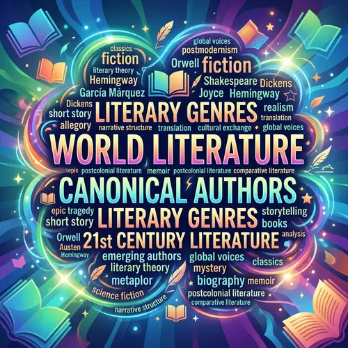 World Literature, 21st Century Literature, Canonical Authors & Literary Genres Tag Cloud