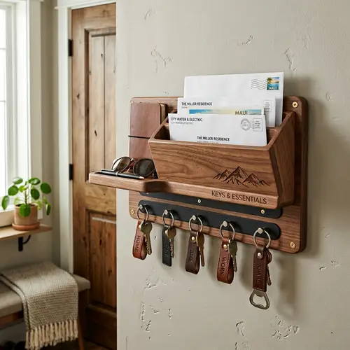 Stylish Wall-Mounted Magnetic Key Holder - Organize Keys & Essentials