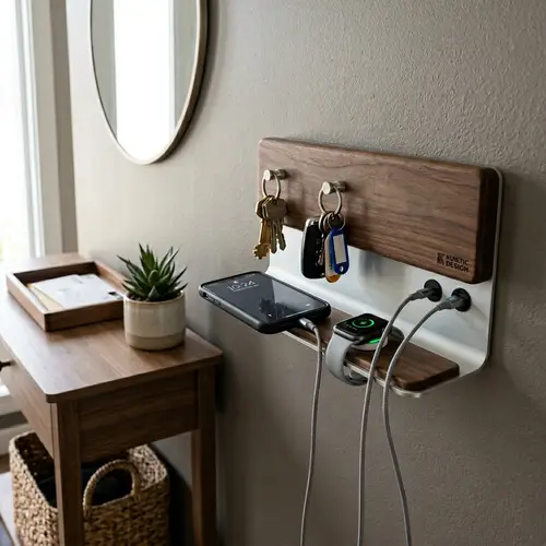 Magnetic Key Holder with Integrated Charging Ports | Sleek Design