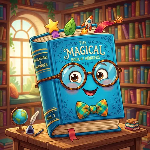 Whimsical Oversized Book Illustration