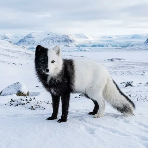 Stunning Arctic Fox with Half Black Fur