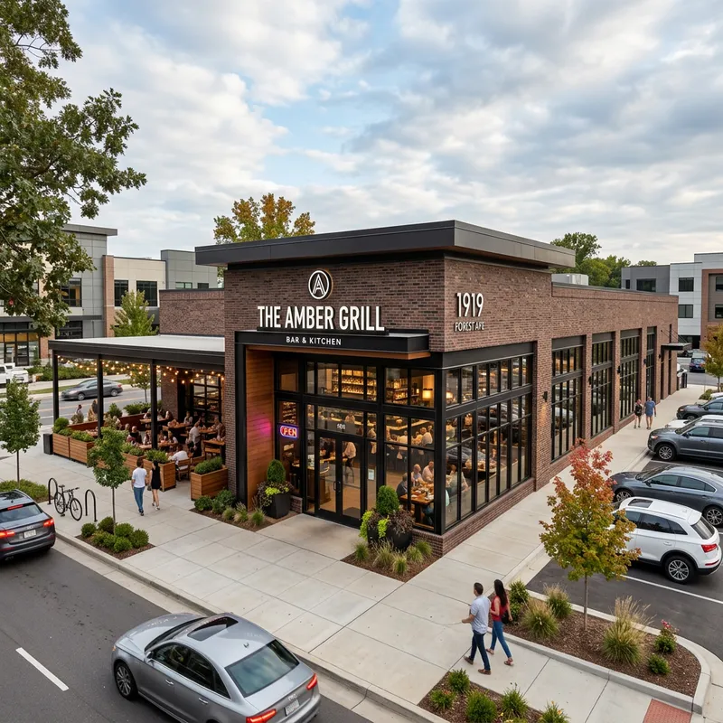 Modern One-Story Brick Restaurant Design