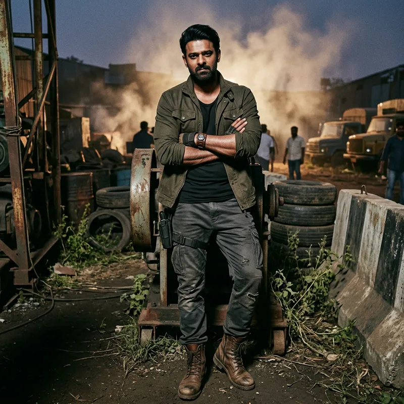 Prabhas in Salaar Movie: Muscular Actor in Confident Pose Prabhas in Salaar Movie: Muscular Actor in Confident Pose