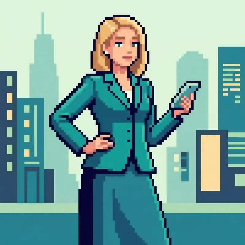 Modern Geometric Block Style Influencer: Modest White Women in Cartoon Style