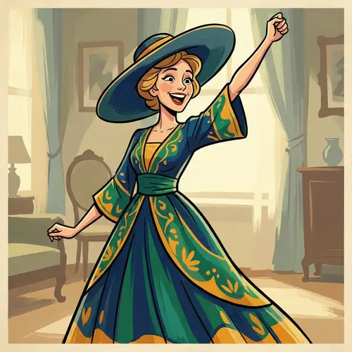 Playful Pin-Up Art of a Vibrant Caucasian Female - Digital Painting