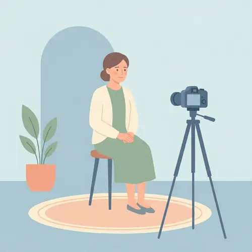 Minimalistic Vector Design of Modest Caucasian Woman