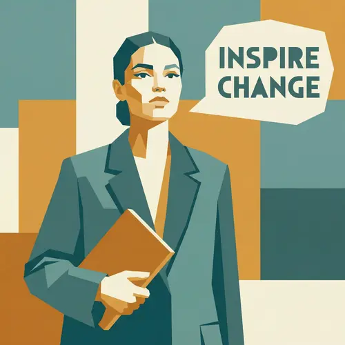 Modern Geometric Female Influencer Portrait in Three Colors