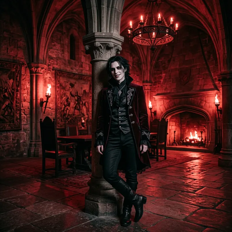 Dark Fantasy Vampire in Castle: Enigmatic Tale of Gothic Intrigue
